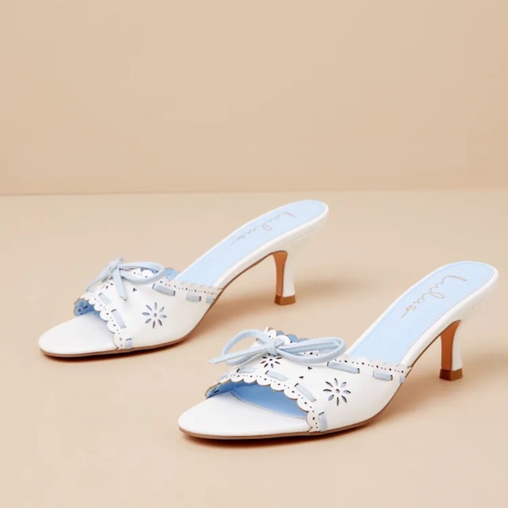 [ISO] Lulu’s Malinn White and Blue High Heel Sandals